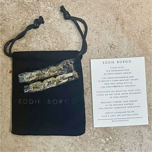 Eddie Borgo Supra Link Gold Plated Drop Earrings Womens Casual Boho Jewelry New - Picture 4 of 5